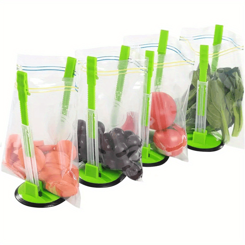 Bag Holder For Plastic Bags; Sandwich Holder; Food Storage Bags Clip; Best Opener For Freezer & Storage Baggie; Ideal Plastic Kitchen Gadget; No Hassle Cooking Solutions For A Clean Pour