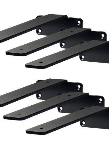 VEVOR Shelf Bracket, 10'L x 4'W x 1.6'H, 6 Pcs Heavy Duty Floating Shelf Brackets, Brackets for Shelves, 5mm Thick Matte Black L Shelf Bracket,Steel Shelving Brackets with 160 lbs Load Capacity