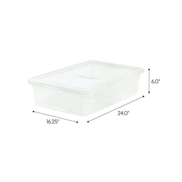 28 Quart Under Bed Plastic Storage Box, Clear, Set of 4