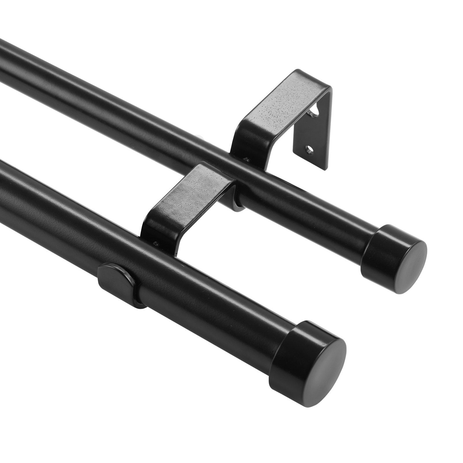VEVOR 1 Inch Double Curtain Rods 74 to 144 Inches(6-12ft), Drapery Rods for Windows 69 to 140 Inches, Telescoping Dual Curtain Rod with Round Finials, Black